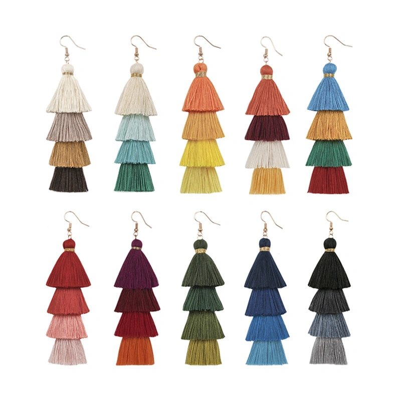 Wholesale/Supplier Women Fashion Promotion Gift Pendant Earrings Jewelry Tassel Drop Charm Gold Copper Peal Alloy Cotton Thread Earring