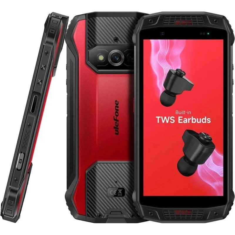 Ulefonee para Armor 15 NFC 6GB 128GB Dual SIM rojo Gran pantalla Waterproof Teléfono Móvil teléfonos inteligentes Super larga espera Cámara de belleza de carga inalámbrica 6000 Batt