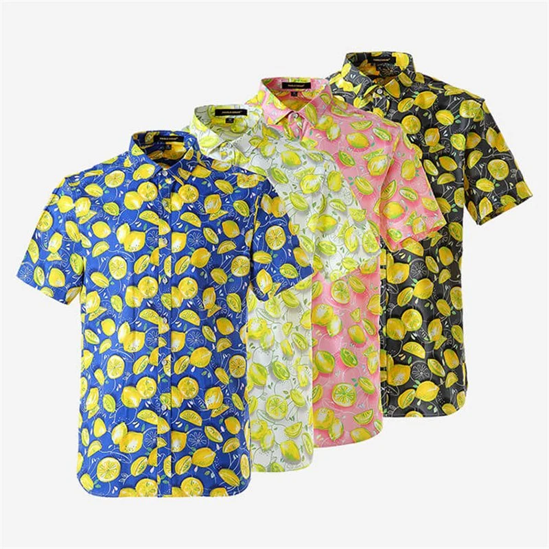 Camisas de verano de playa de poliéster transpirable a medida de la camisa hawaiana