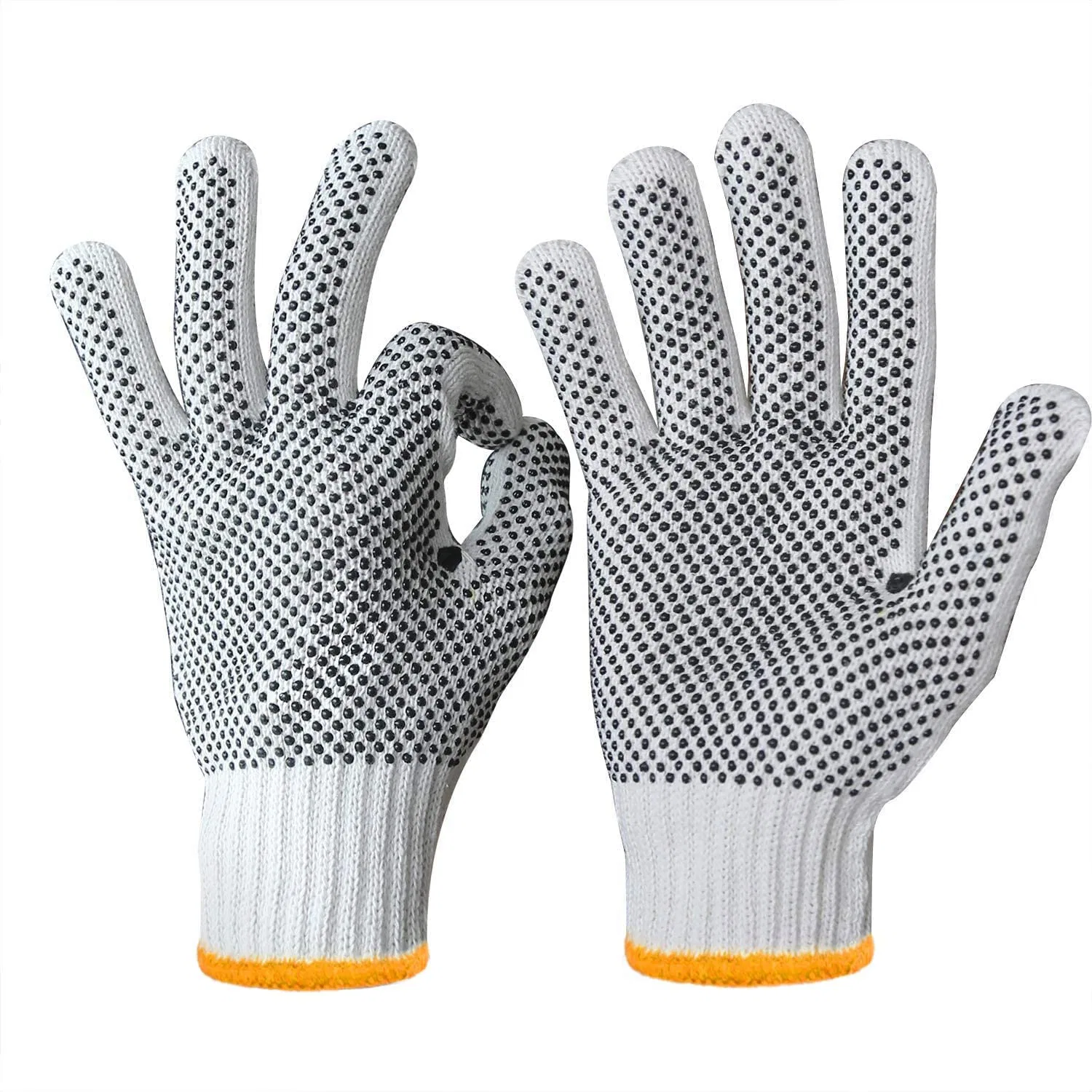 Double Side Black PVC Dotted Working Gloves with Rubber Dots