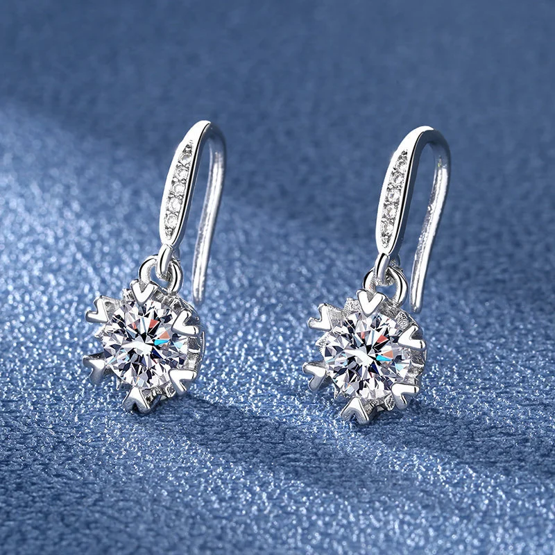 Sterling Silver 1CT G-H-I Color Cut Moissanite Earring for Women