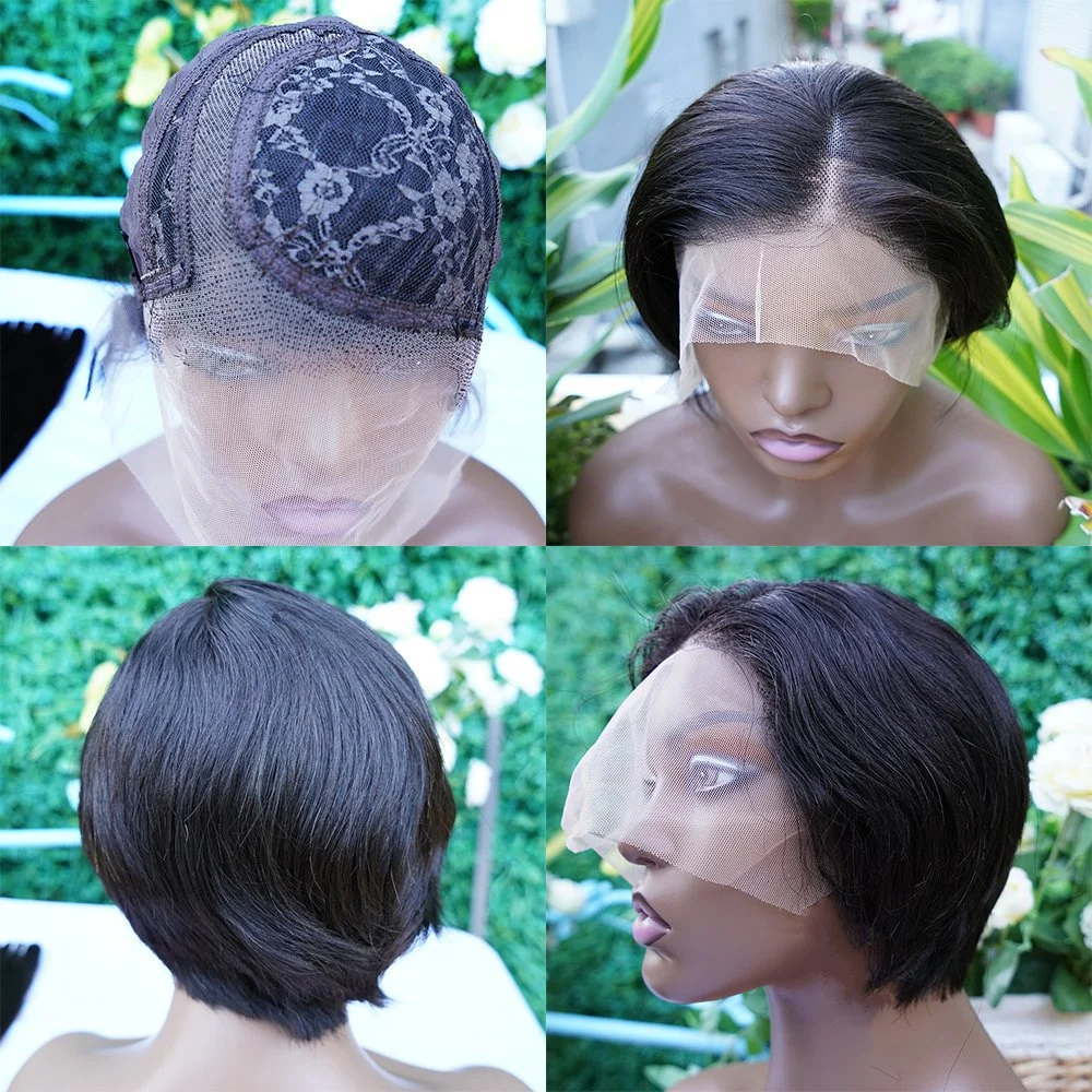 Pixie Cut Human Hair Wigs Vendors Short Bob Frontal Closure Wig, Brazilian Virgin Wigs for Black Women