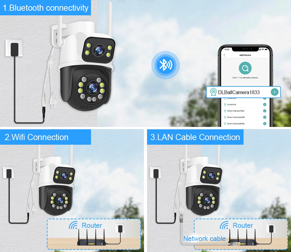 Cámara IP PTZ WiFi de doble lente de pista inteligente inalámbrica 3MP