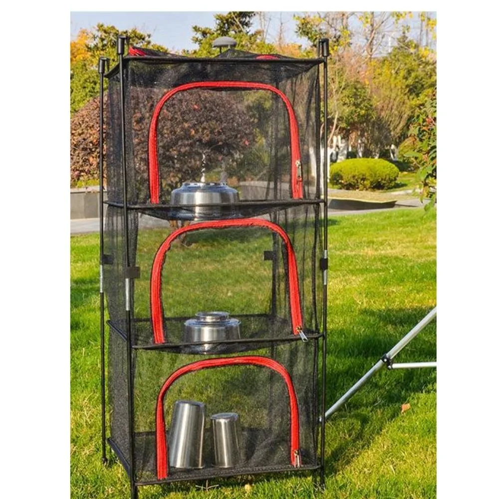 Foldable Suspension Hanging Mesh Storage Basket Fishing Nets Dryer Bag Garden Plants Folding Square 3 or 4 Tier Drying Rack Bl20032