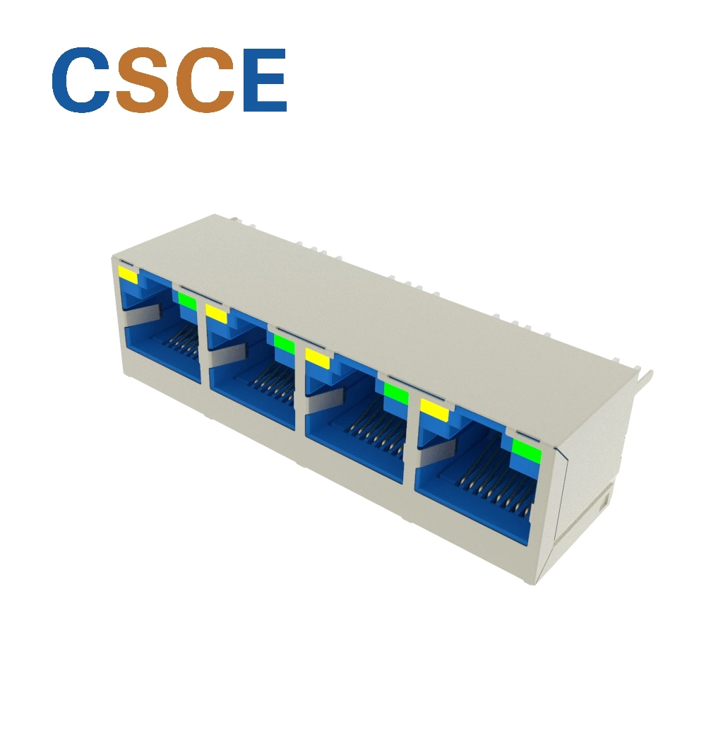 La parte superior de 180 grados de entrada RJ45 Jack PCB con LED