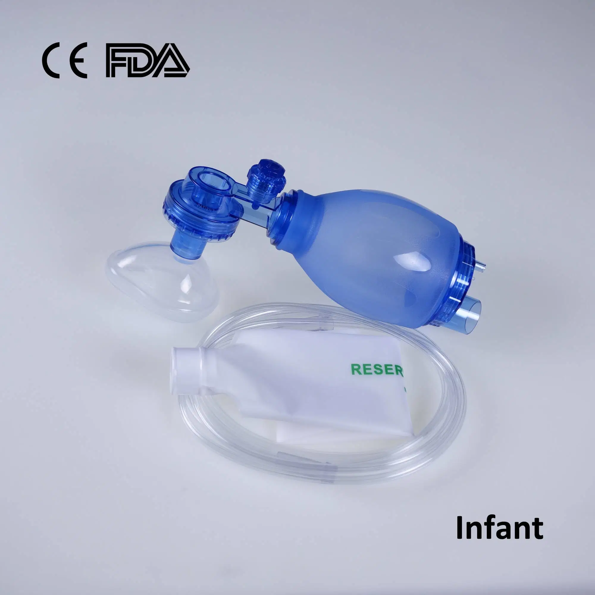 Silicone Ambu Bag with Oxygen Mask Silicone Manual Resuscitator Kit Set Factory with CE, FDA for Neonate New Born Baby Size