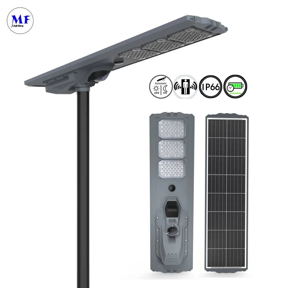 Factory Price Aluminium Housing Outdoor IP66 100W 200W 300W 400W All in One Radar Sensor Solar LED Street Light with Camera Photocell Sensor Remote Contral