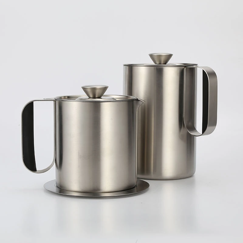 Stainless Steel Oil Strainer Pot Bacon Grease Container Container Jug Storage Can with Filter Cooking Oil Pot