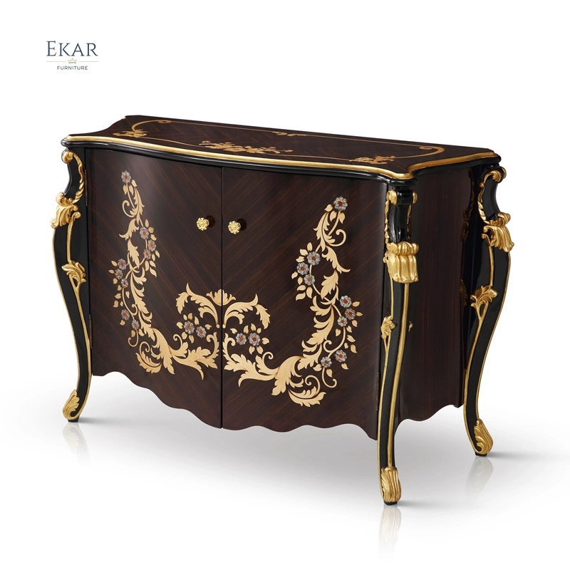 Hallway Gold and Black Wood Curved Furniture Antique Console Table Chinese Style Console Table Living Room Furniture Solid Wood