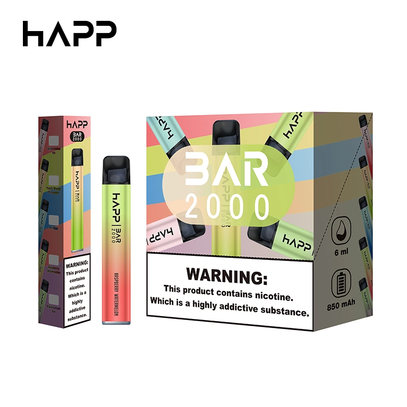 Shenzhen E Cigarette Private Label Disposable/Chargeable Vape Happ 2000 Puffs