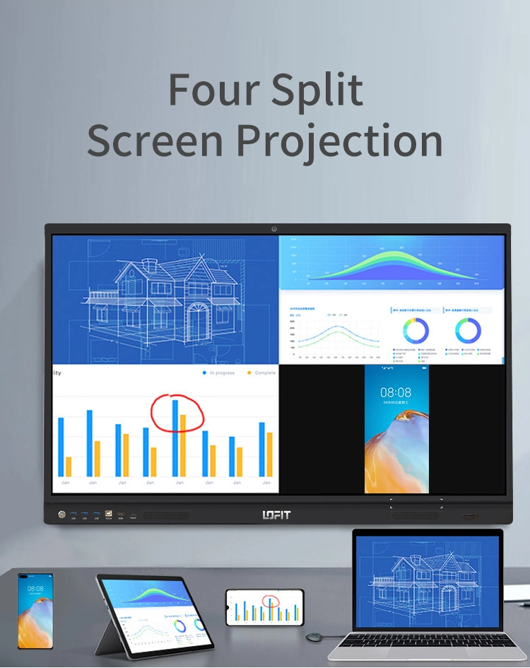 Lofit 75/86 بوصة تلفزيون ذكي عالمي تعليم لمسة كبيرة إلكترونية لوحة الشاشة ذراع الشاشة المس لوح المعلومات التفاعلي