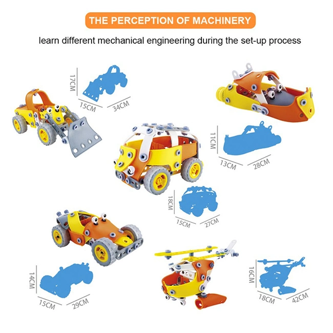 مجموعة من المنتجات المصنعة للمعدات الأصلية/ODM 148PCS 5 Model Kids DIY Bricks Set المجمعة بلوك مركبة لعب أطفال ساق تربية [ديي] لعبة تجميعة