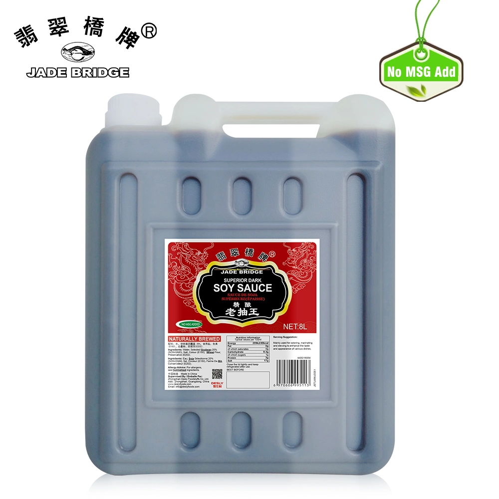 Prime de condiments fabricant chinois Goût authentique 1.86 L Jade Bridge n Msg de sauce soja foncé