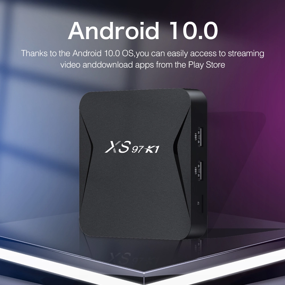 Boîtier TV Android 10.0 100m Noir Smart Quad Core Internet Android avec logo personnalisé gratuit 4 Core 64 bits