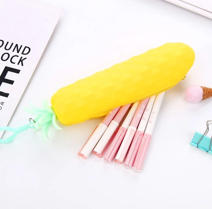 Stationery Pencil Case Silicone Pineapple Coin Purse Pencil Bag