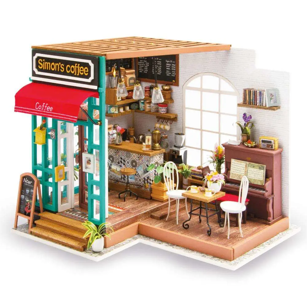 Simon's Coffee Wooden Toy 3D Puzzle Miniature Doll House