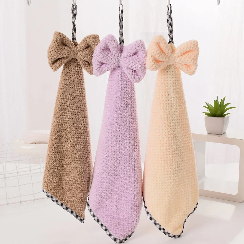 Creative New Absorbent Coral Velvet Hanging Hooked Towel Cartoon Rag Kitchen Towel Directly Supplied by Home Accessories Manufacturers