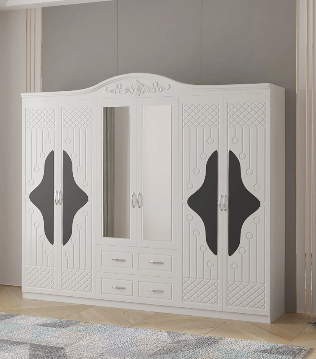 Armario de almacenamiento de dormitorio simple MDF Armario de madera Hogar espacio grande 6 Warrdrobes puerta