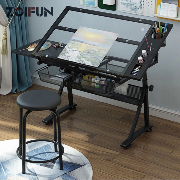 Styless Table for Drawing Glass Top Table Drawing Painting Desk Architecture Drawing Table