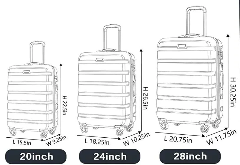 Chariot de déplacement ABS léger Fashion bagages Ensemble de 20"/24"/28"