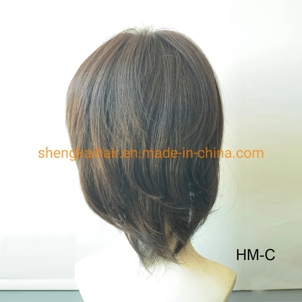 Wholesale/Supplier Premium Quality Short Hair Style Full Handtied Human Hair Synthetic Hair Mix Wig Making Supplies 526