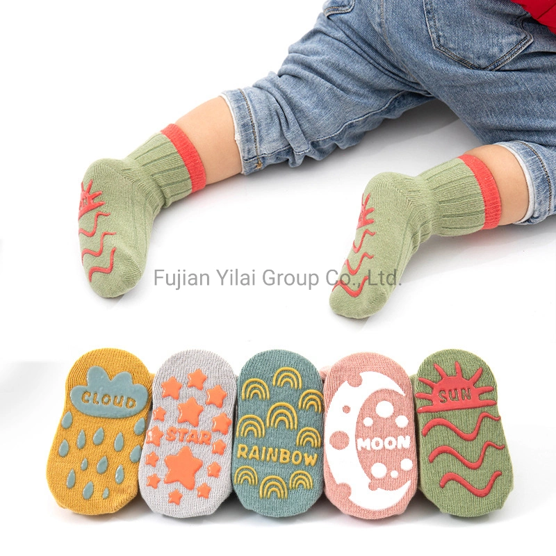 Chaussettes pour bébés – chaussettes de sol antidérapantes – étape d'enseignement précoce pour bébés Chaussettes pour enfants coton