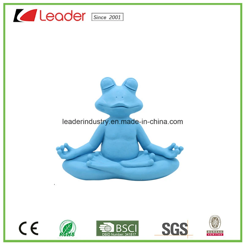 Neues Design Polyresin Blue Yoga Frosch Figur mit Meditation für Haus und Pool Dekoration