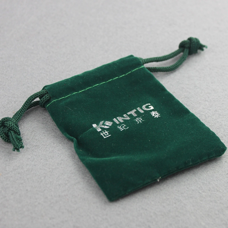 Customized Green Drawstring Velvet Gift Pouch Bag