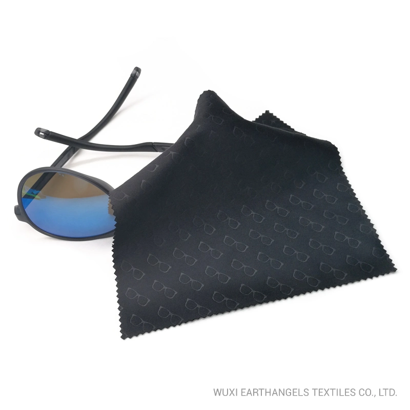 Custom Logo Black Microfiber Embossed Glasses Cleaning Cloth