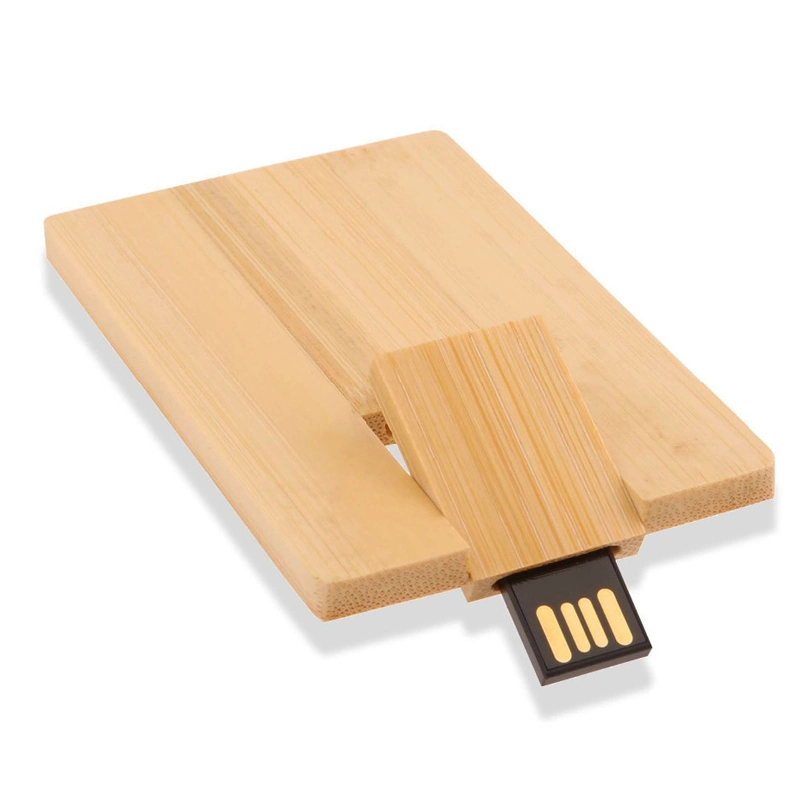 Carte promotionnelle en bois avec logo personnalisé Clé USB Cadeau publicitaire Impression de logo Clé USB Disque flash USB Pilote USB Clé USB