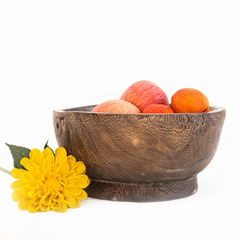Fruit Bowl Paulownia Wooden Bowls for Decor Brown