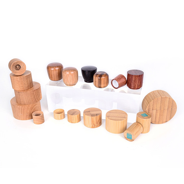 Wholesale Hot Sale Recyclable Bamboo Lid Inner Plastic Cap 18mm 20mm 24mm 28mm Wooden Cap