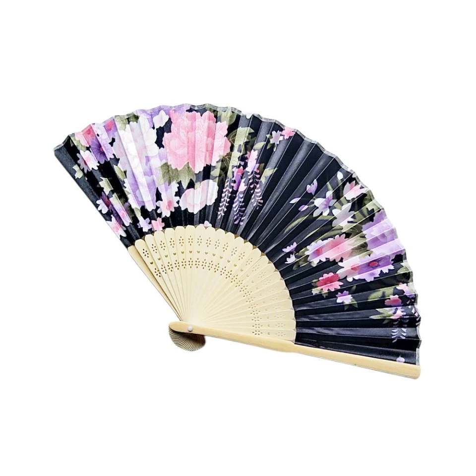 Wholesale Pure Handmade Traditional Craft Wedding Party Business Gift Folded Fabric Bamboo Fan