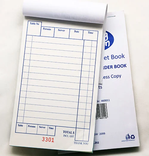 Custom Hot Sale Order Pads Two-Part Medium Duplicate Carbon Paper Guest Check Book Docket Book Duplicate for Restaurant