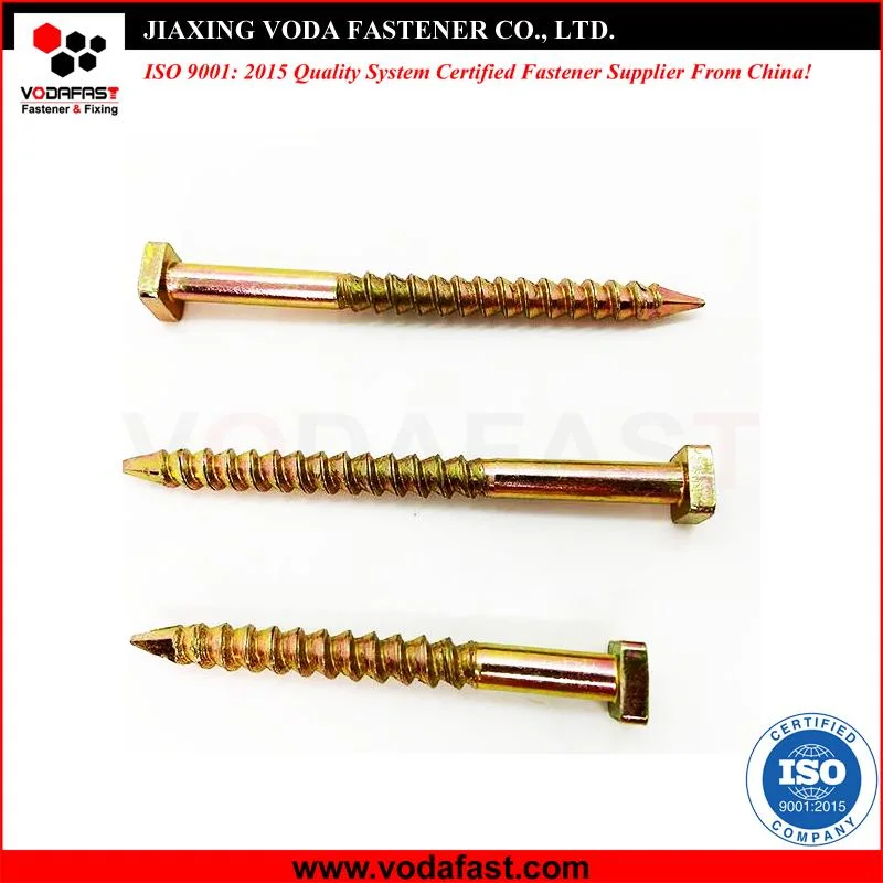 Vodafast cabeza cuadrada Nail tornillo C1022 amarillo Zinc chapado