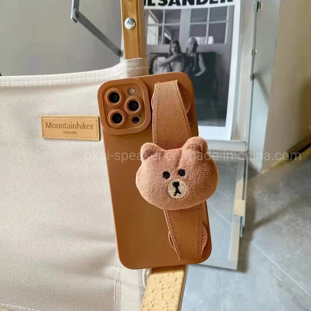 New Cartoon Toys Bear Wristband Holder Stand Mobile Phone Case