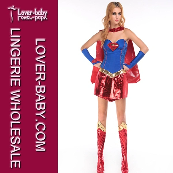 Halloween películas de superhéroes para adultos sexy traje de Supergirl (L15258)