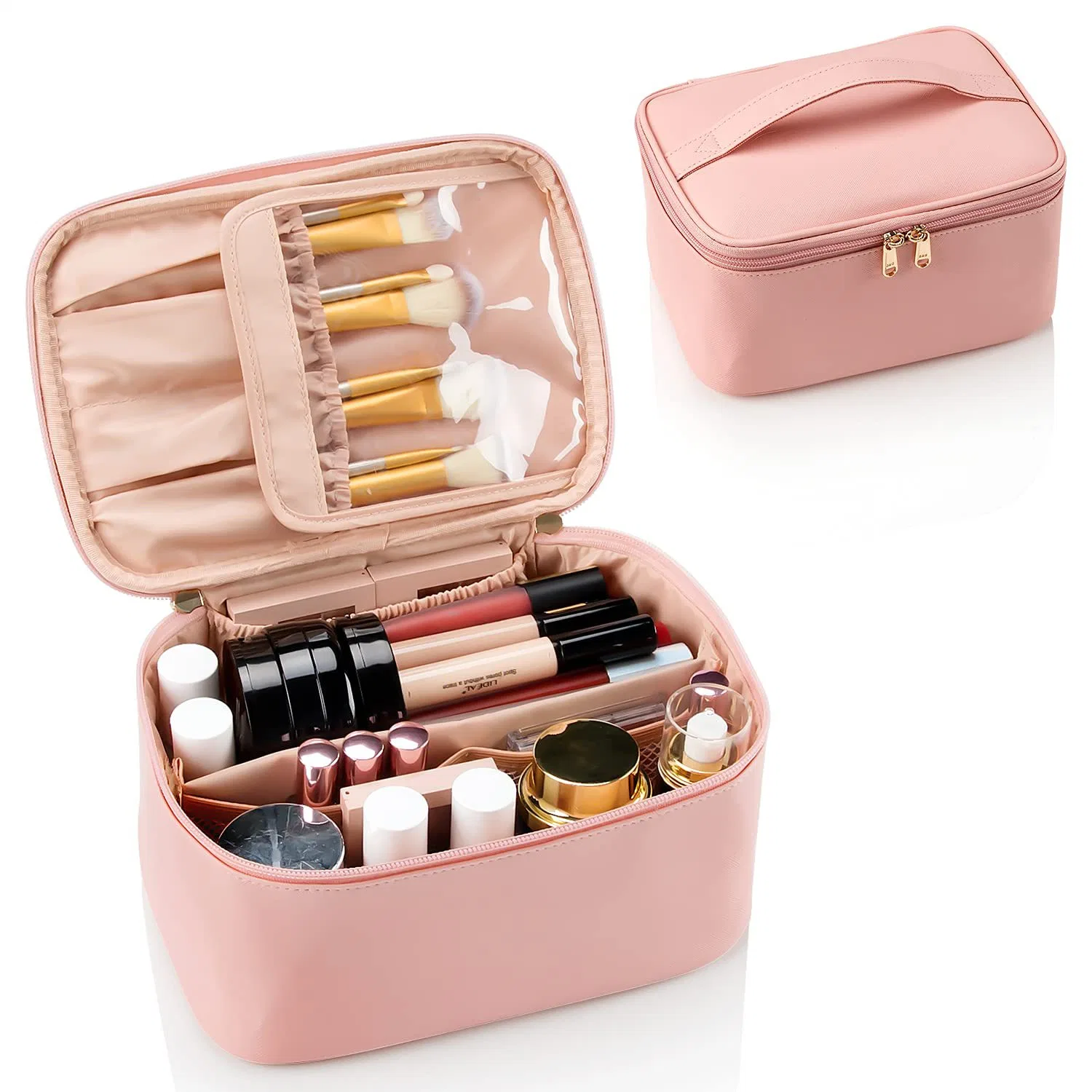 Fuliya Large Capacity Makeup Storage Case for Women Portable Waterproof Cosmetic Packaging Bag