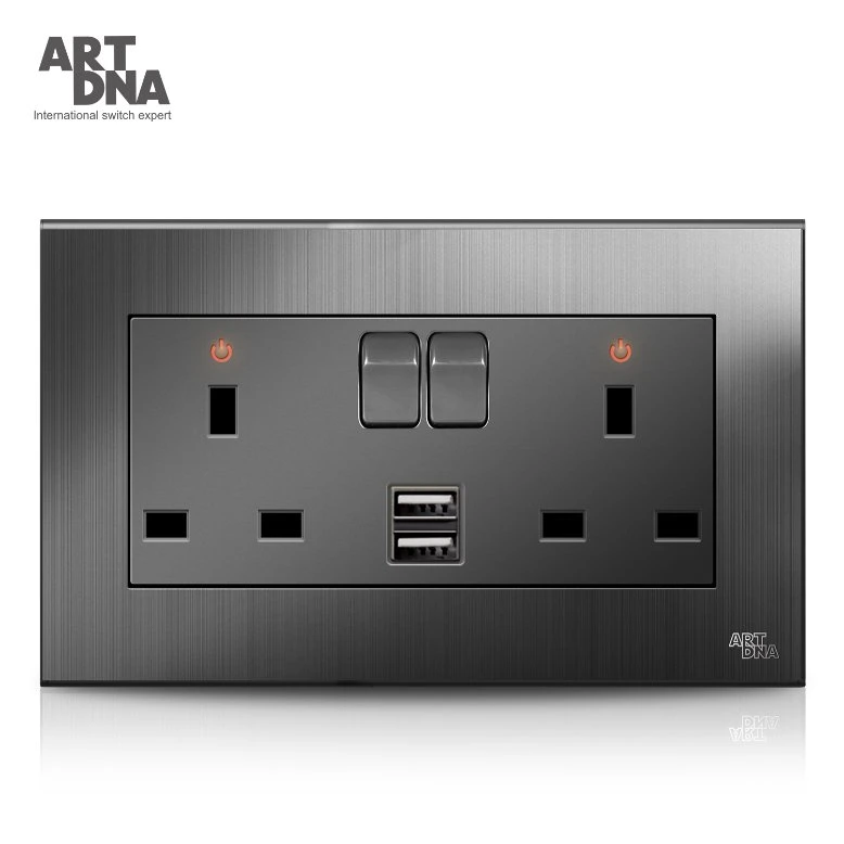 Artdna Two USB Charger with Neon 13A Twin Switched Socket