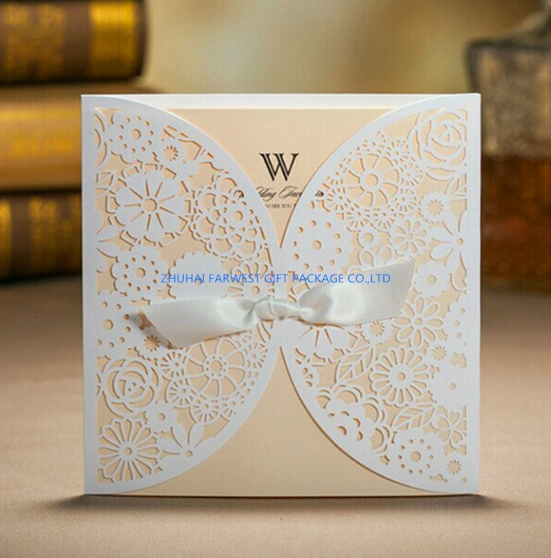 Tarjetas de invitación de boda con logotipo personalizado sobre troquelado Tamaño Color Zhuhai Impreso OEM al por mayor buena calidad en fábrica Precio