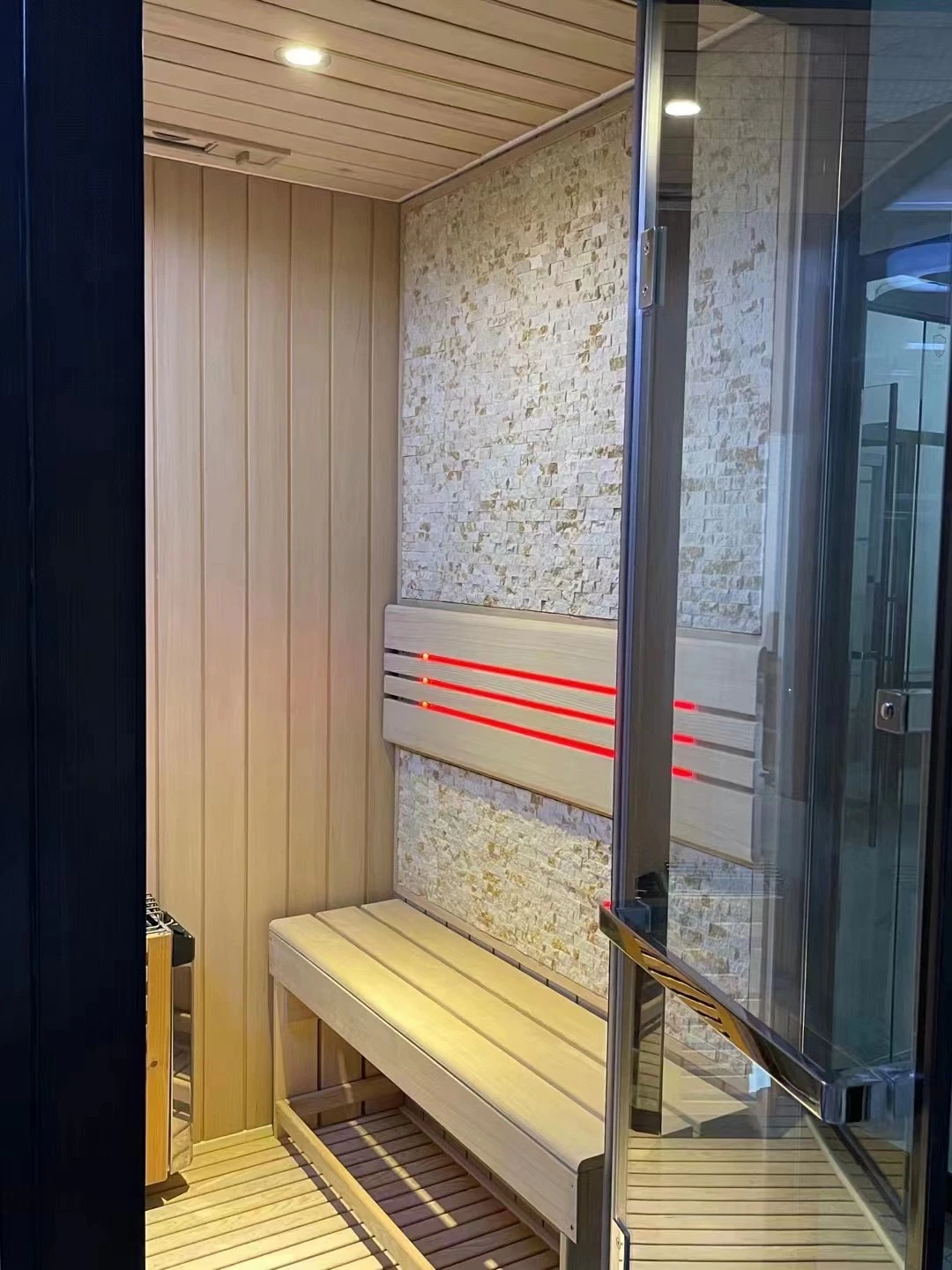 Sauna de madera de lujo Aolan para interiores, portátil, de infrarrojos lejanos, para 4 personas