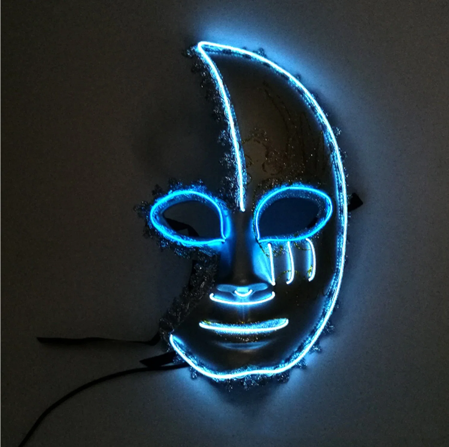 LED Mask Halloween Costume Two-Color Mask Half-Moon Female Mask