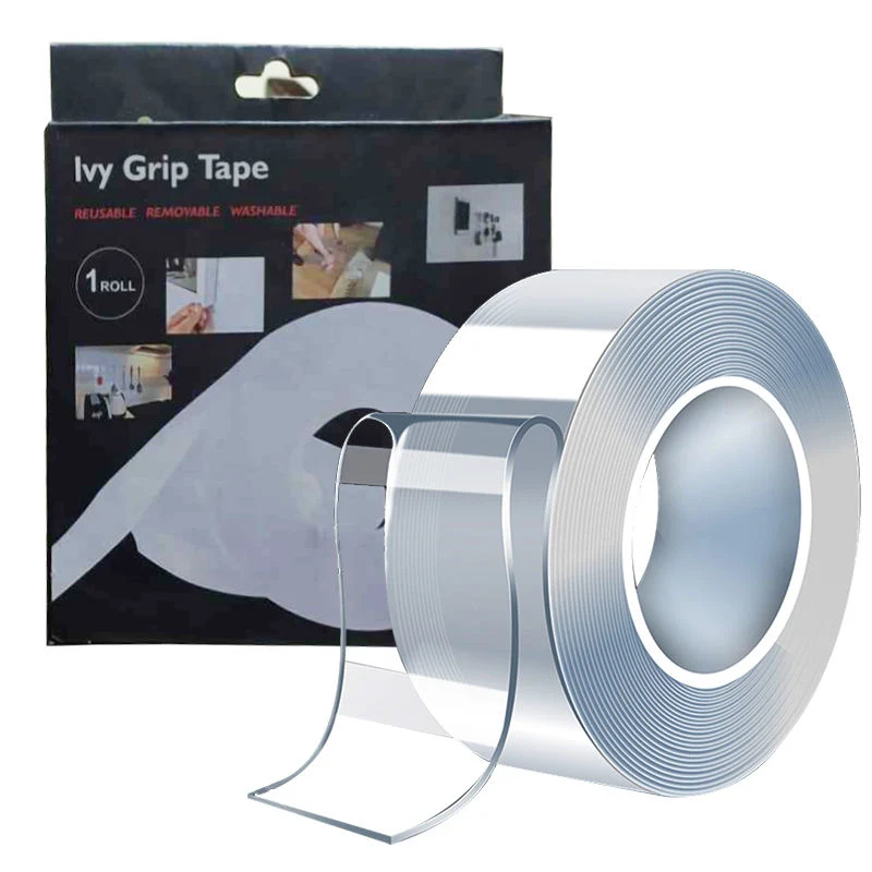 Transparent Double Sided Nano Tape - Reusable, Waterproof, and Cleanable No Trace