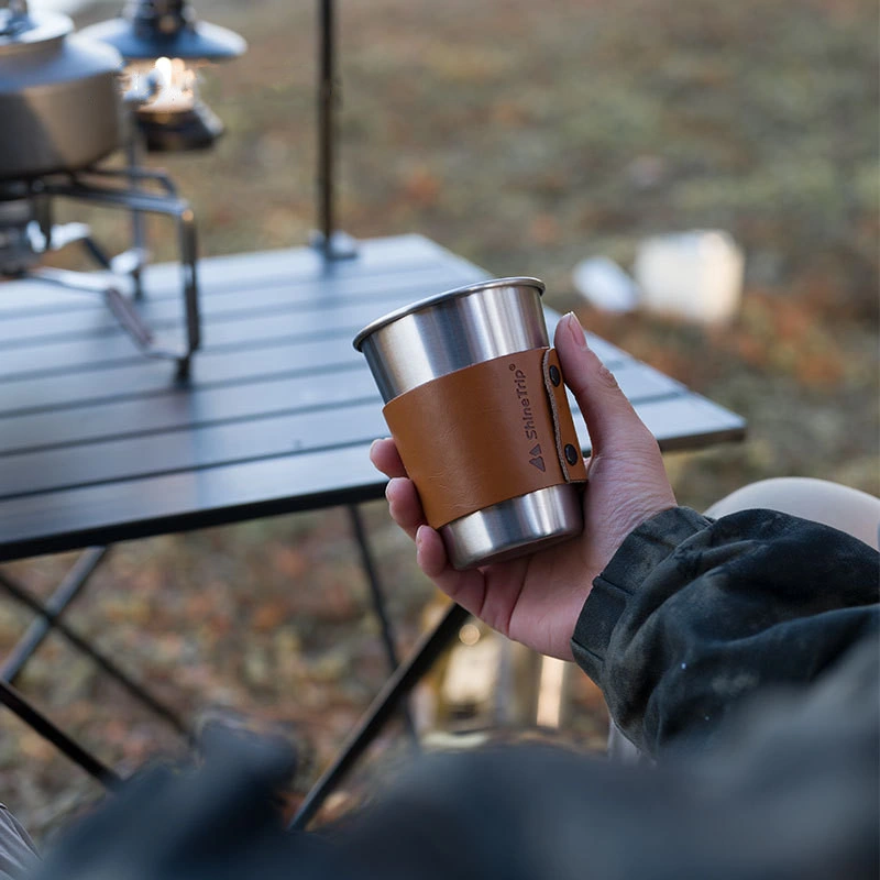 Camping extérieur portable 304 en acier inoxydable eau bière tasse thé Costume quatre pièces pour tasse