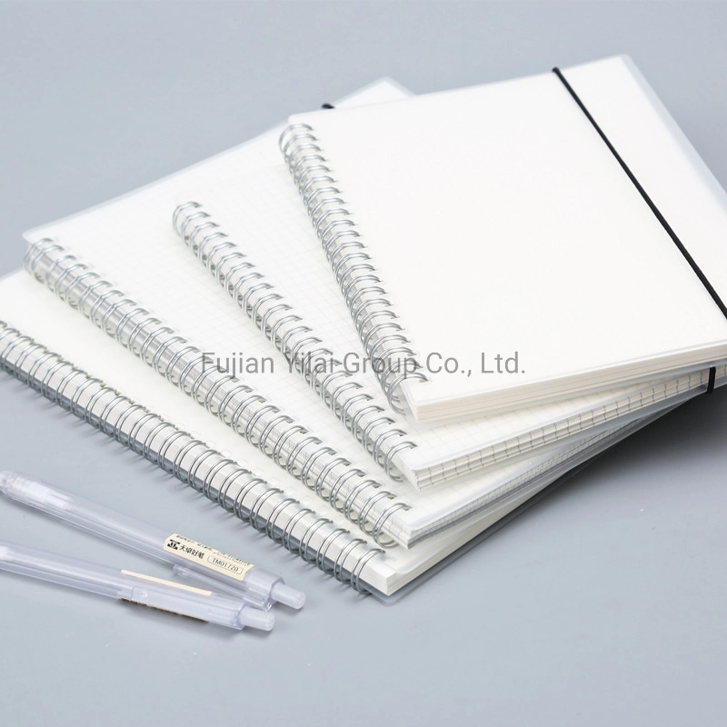 Plastic Cover Grid Lined Inner Pages Spiral Notebook with Transparent Cover Planners and Notebooks