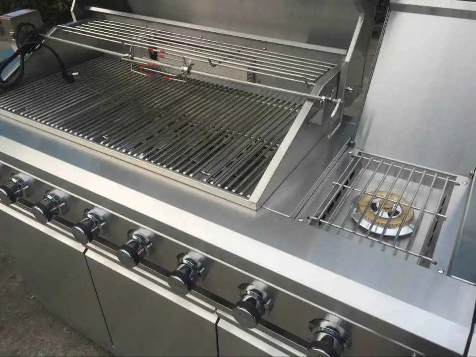 Venta caliente Morden Cocina al aire libre barbacoa a gas Grill con Bastidor