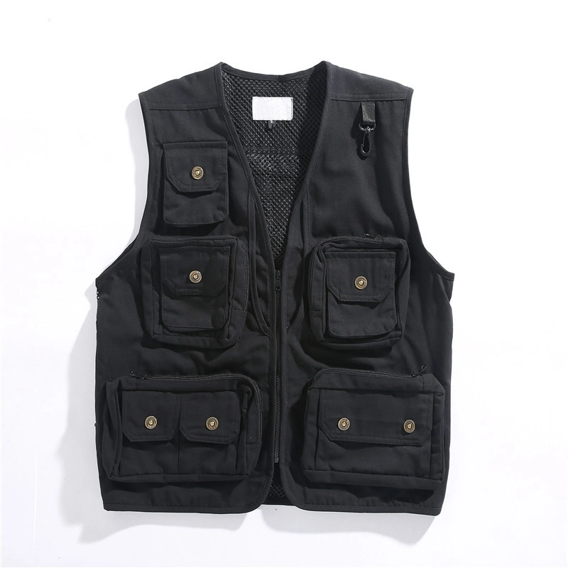 Custom Plain Kids Men Cargo Fisherman Pocket Padded Streetwear Tactical Utility Vest Fashion