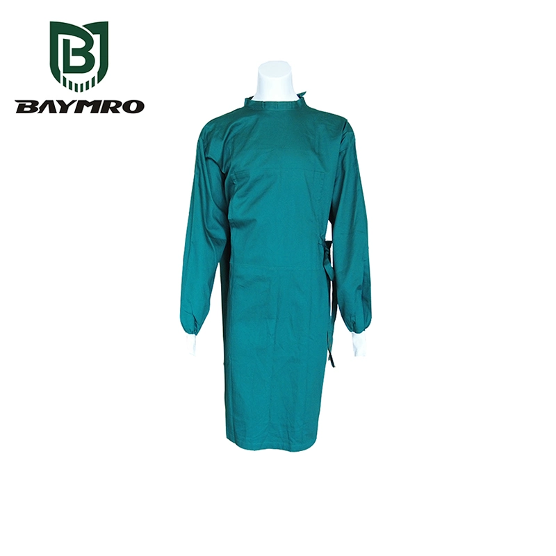Vestuário de proteção de manga comprida verde-escuro resistente com isolamento de 100% algodão