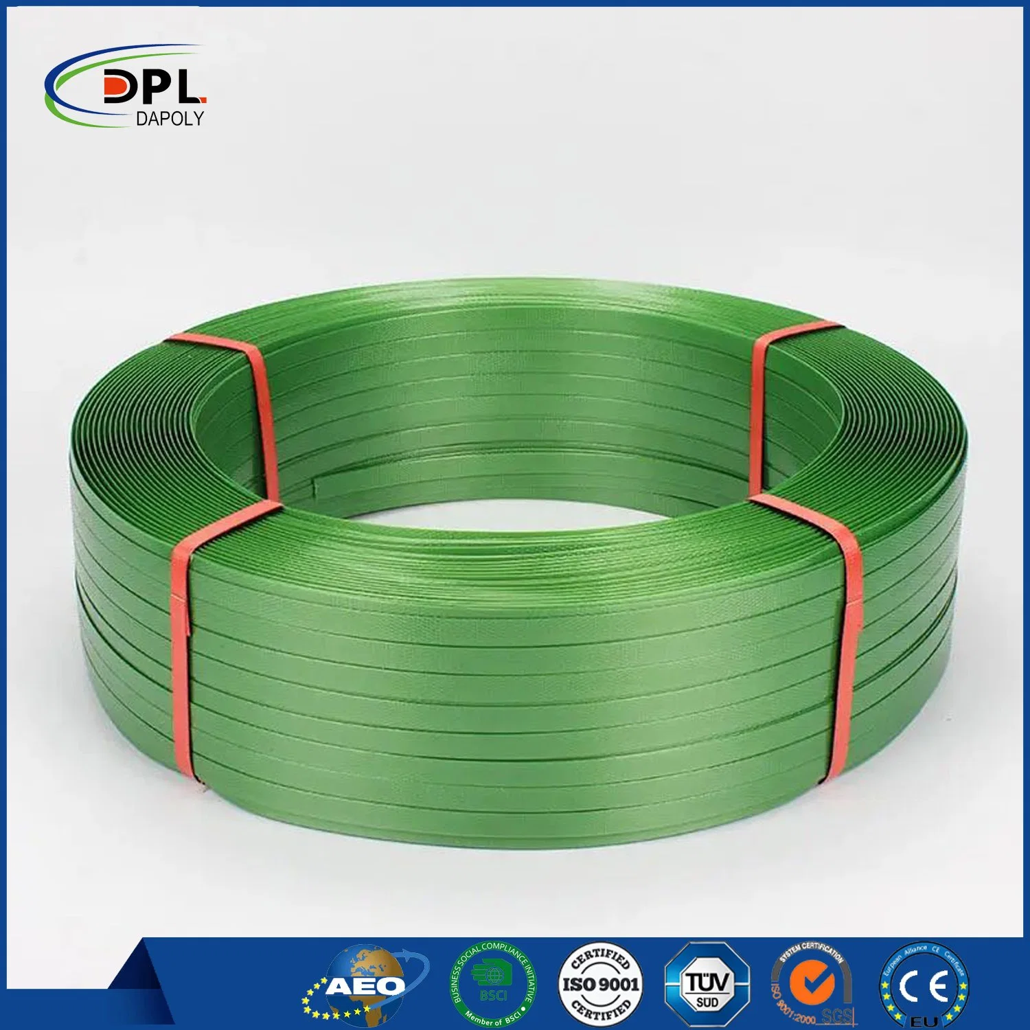 12mm-25mm Wide Custom Logo Durable Green Pet Packing Strap Plastic Steel Strapping Band Tape Global Hot Sell