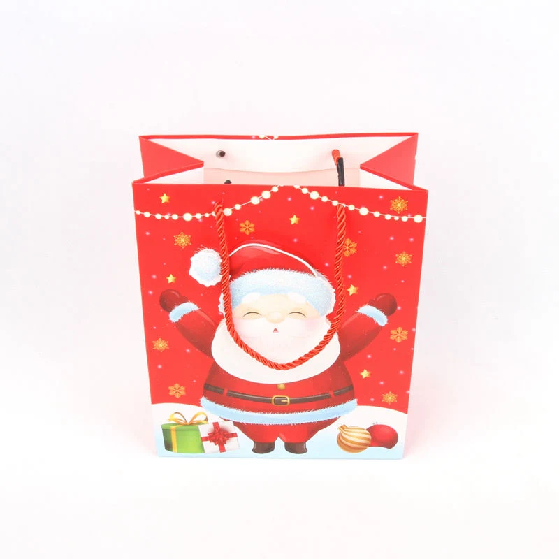 Custom Christmas Shopping Bag Xmas Paper Bag for Gift Santa Claus Pattern Bag Non-Toxic